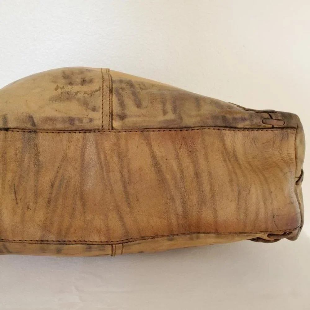 Brown tan beige green gray leather lucky hobo boho cowgirl western tie dyed